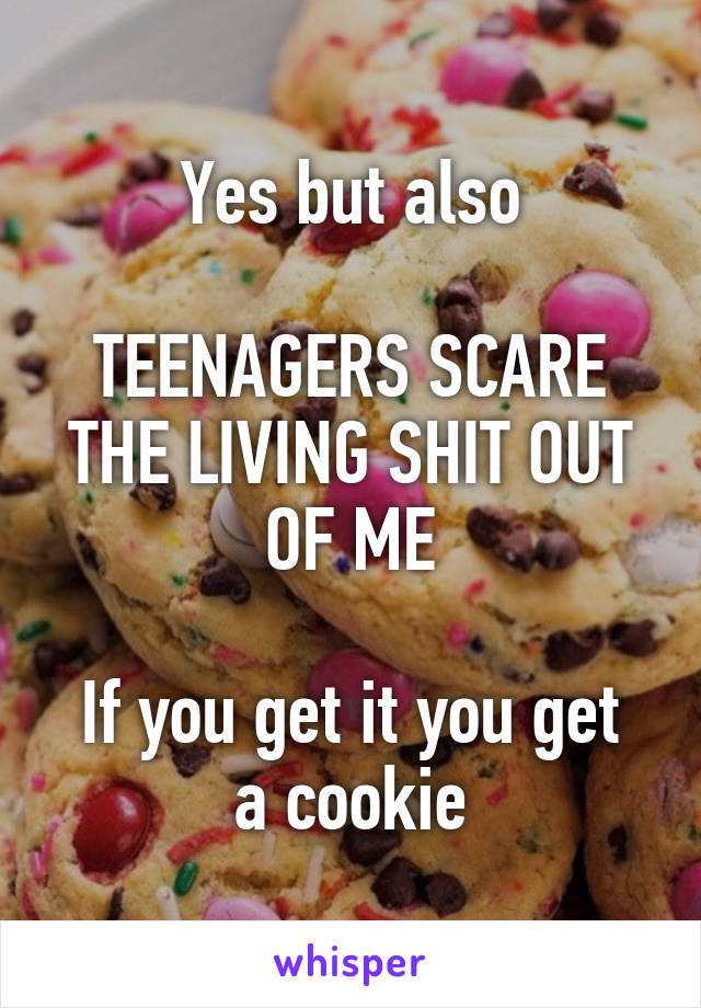 Yes but also

TEENAGERS SCARE THE LIVING SHIT OUT OF ME

If you get it you get a cookie