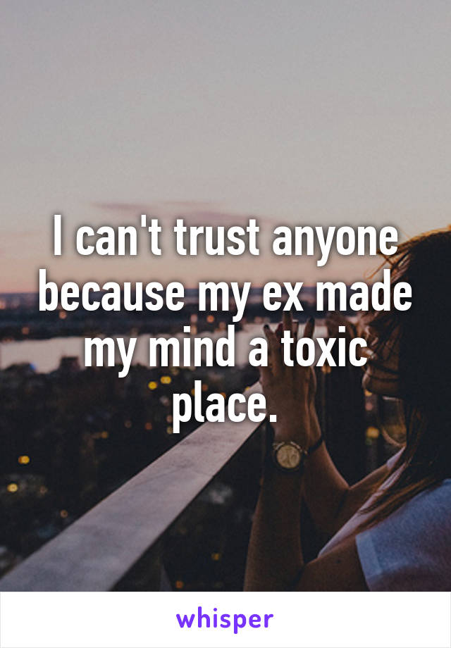 I can't trust anyone because my ex made my mind a toxic place.