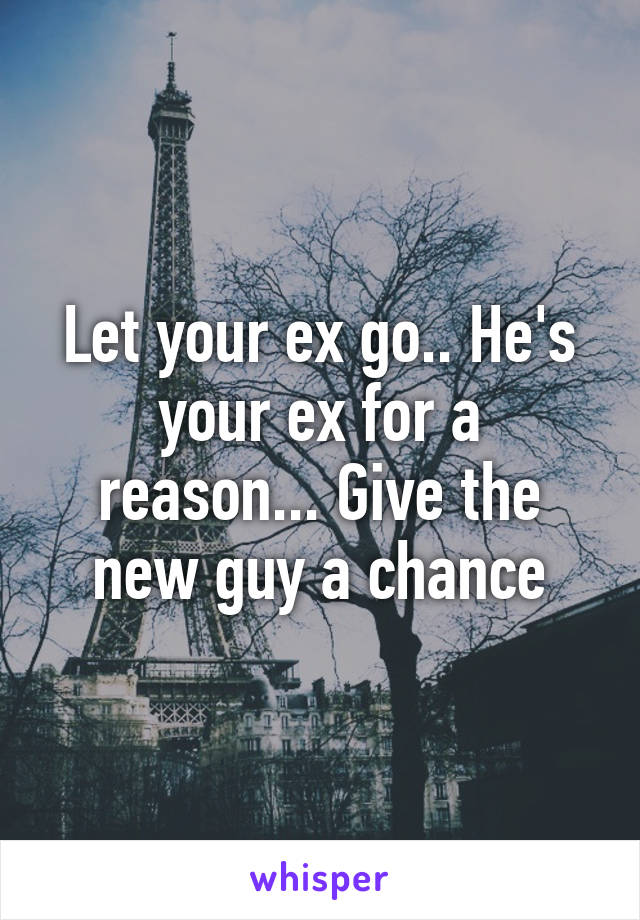 Let your ex go.. He's your ex for a reason... Give the new guy a chance