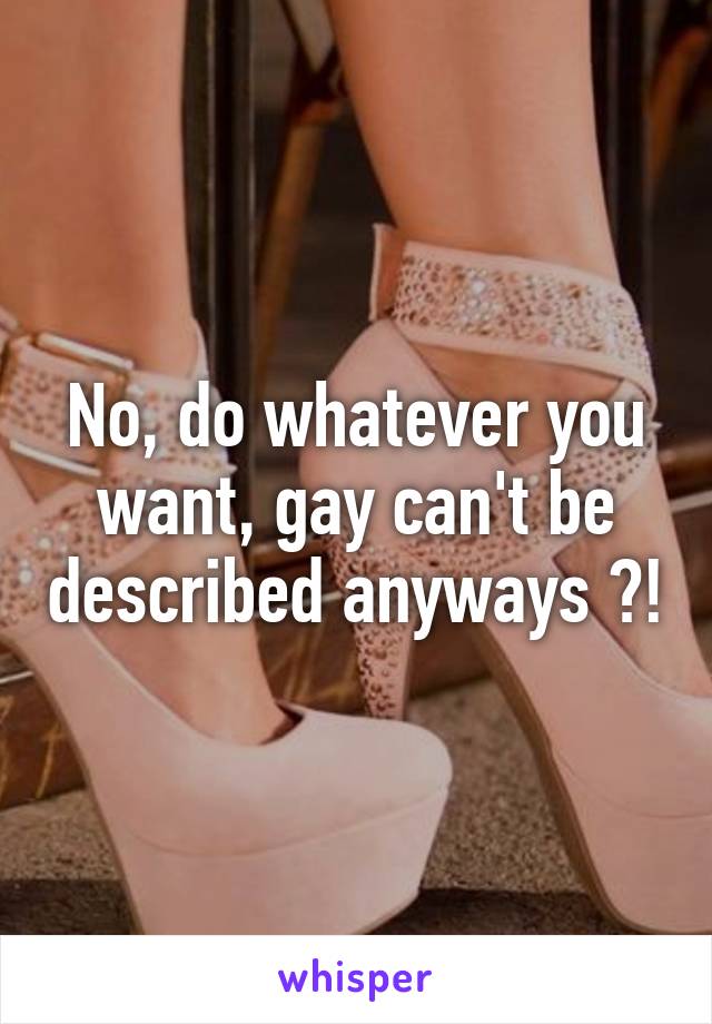 No, do whatever you want, gay can't be described anyways ?!