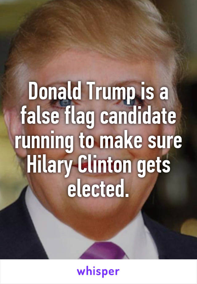 Donald Trump is a false flag candidate running to make sure Hilary Clinton gets elected.