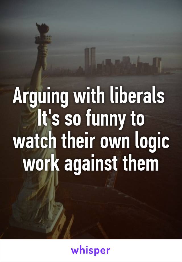 Arguing with liberals 
It's so funny to watch their own logic work against them