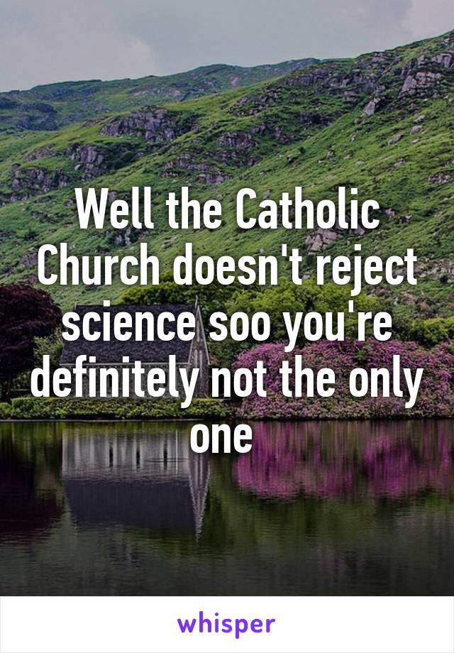 Well the Catholic Church doesn't reject science soo you're definitely not the only one 