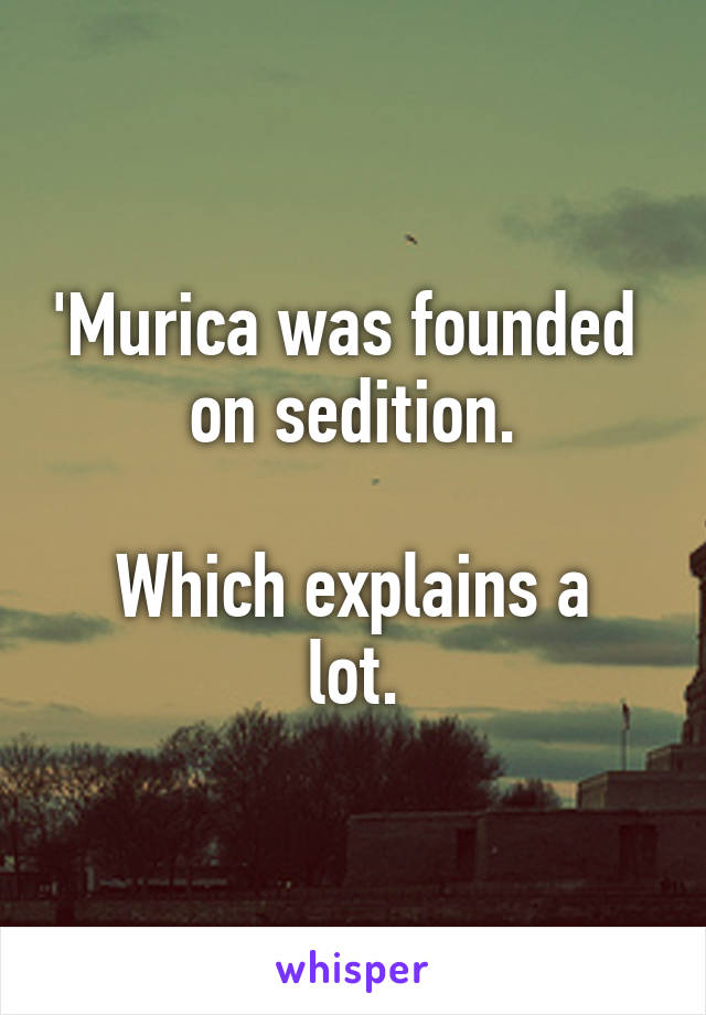 'Murica was founded 
on sedition.

Which explains a lot.