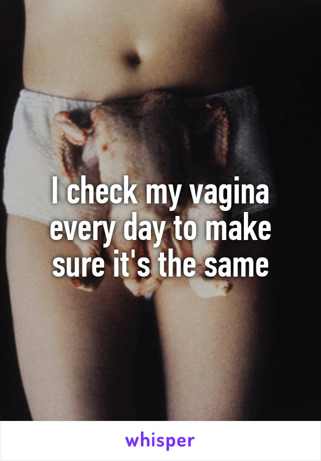 I check my vagina every day to make sure it's the same