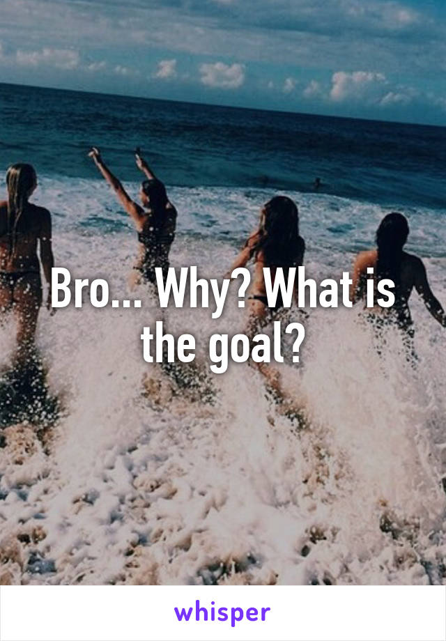 Bro... Why? What is the goal?