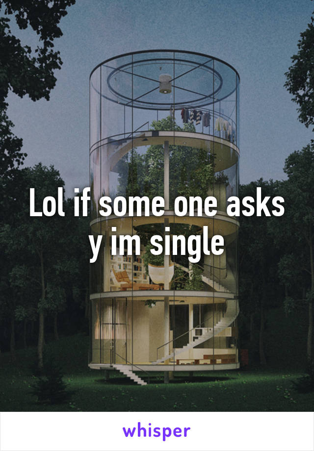 Lol if some one asks y im single