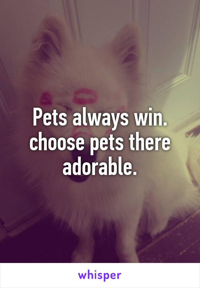 Pets always win. choose pets there adorable.