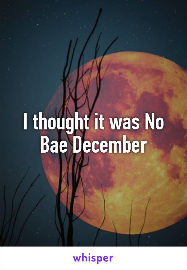 I thought it was No Bae December