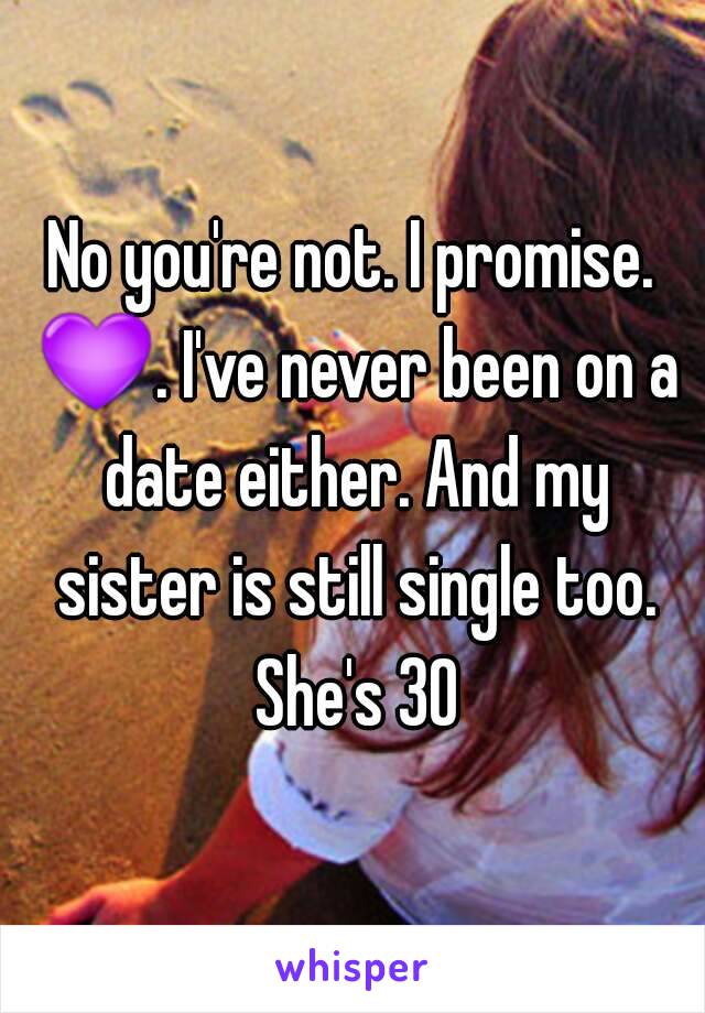 No you're not. I promise. 💜. I've never been on a date either. And my sister is still single too. She's 30