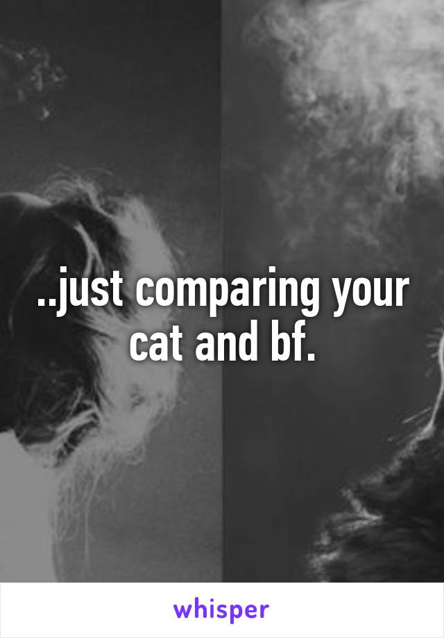 ..just comparing your cat and bf.