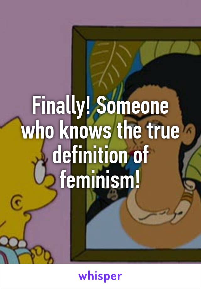 Finally! Someone who knows the true definition of feminism!