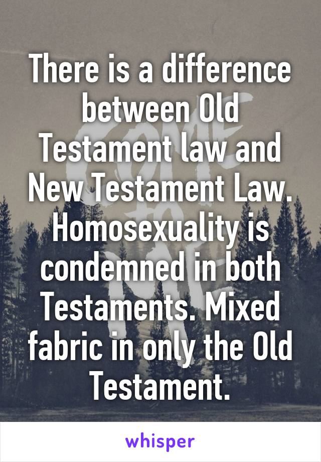 There is a difference between Old Testament law and New Testament Law. Homosexuality is condemned in both Testaments. Mixed fabric in only the Old Testament.