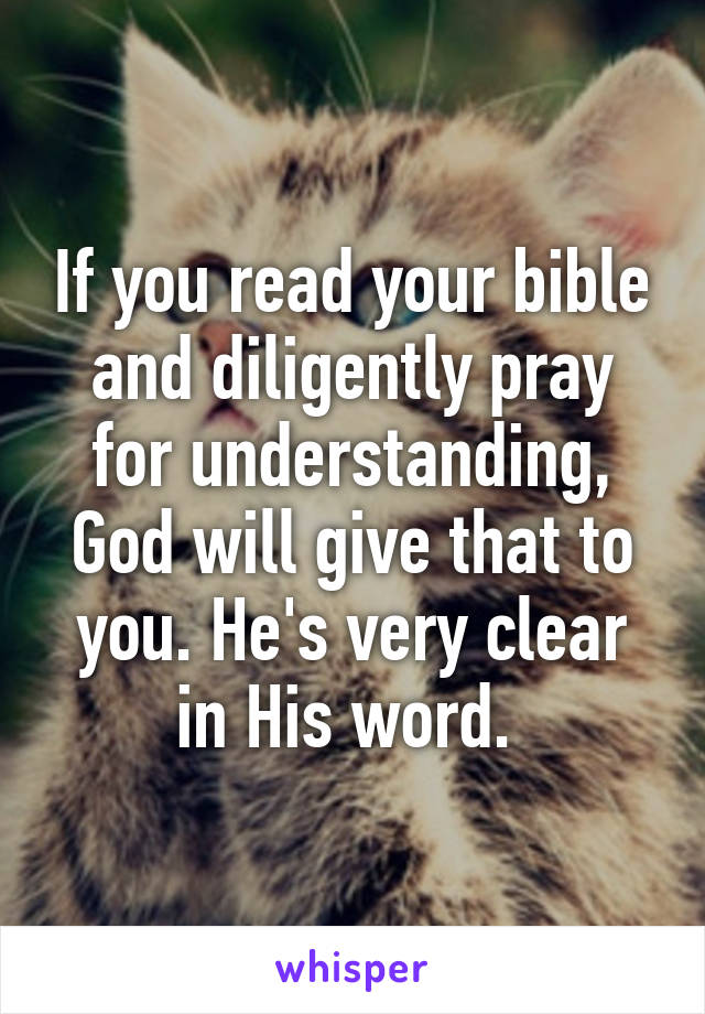 If you read your bible and diligently pray for understanding, God will give that to you. He's very clear in His word. 