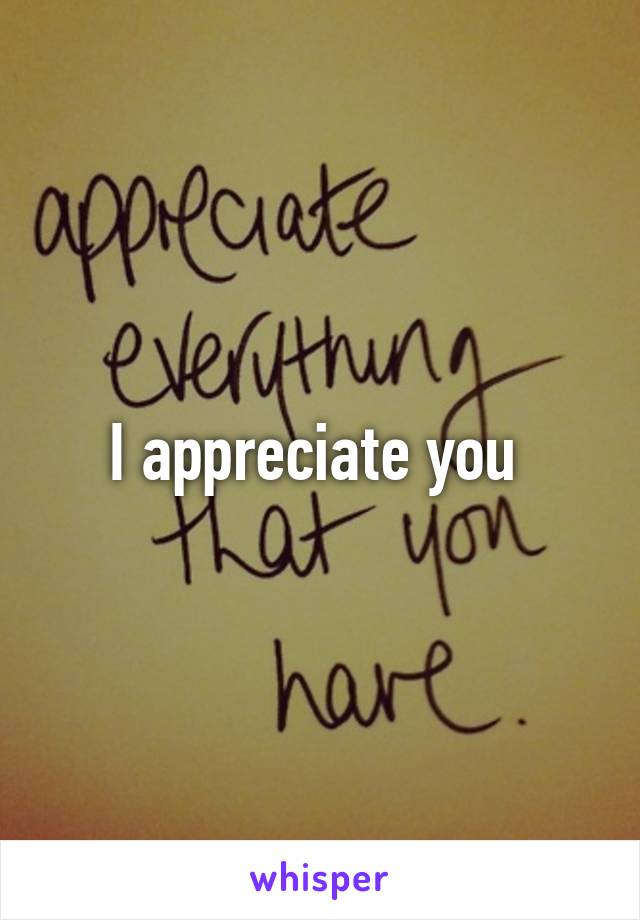 I appreciate you 