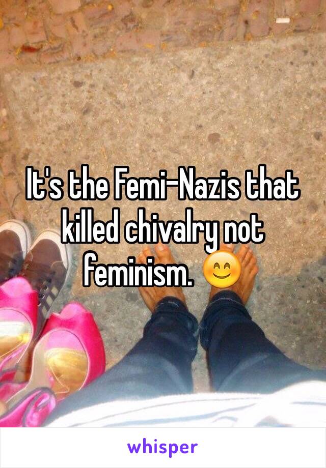 It's the Femi-Nazis that killed chivalry not feminism. 😊