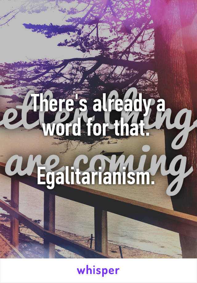 There's already a word for that. 

Egalitarianism. 