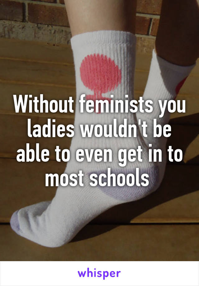 Without feminists you ladies wouldn't be able to even get in to most schools 