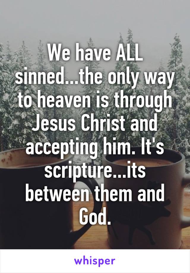 We have ALL sinned...the only way to heaven is through Jesus Christ and accepting him. It's scripture...its between them and God.