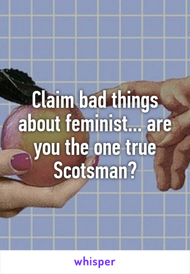 Claim bad things about feminist... are you the one true Scotsman?