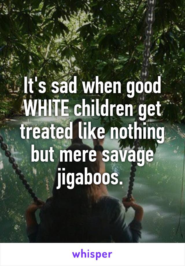 It's sad when good WHITE children get treated like nothing but mere savage jigaboos. 