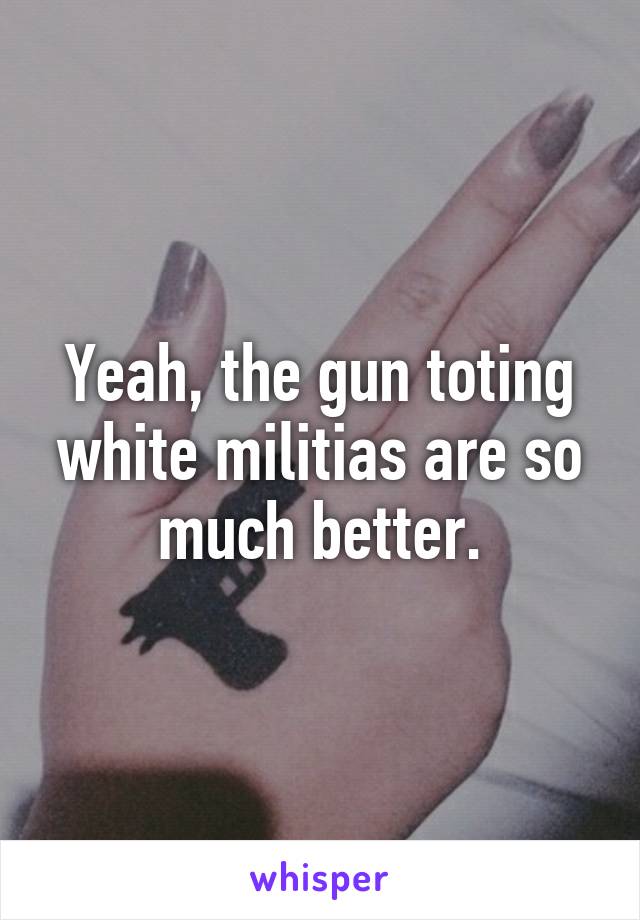 Yeah, the gun toting white militias are so much better.