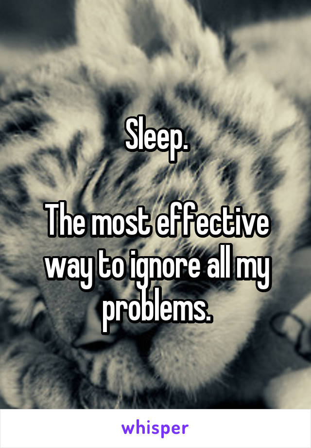 Sleep.

The most effective way to ignore all my problems.