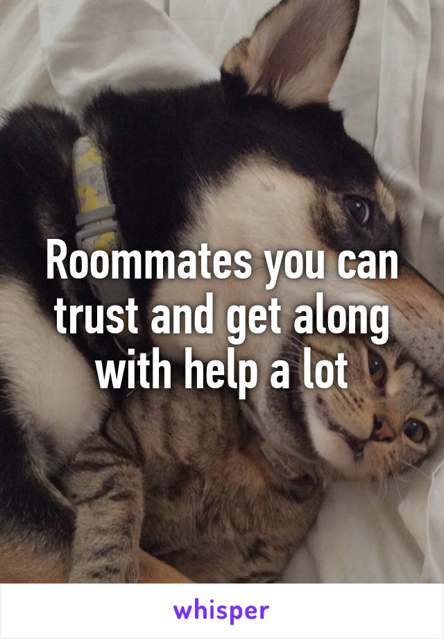 Roommates you can trust and get along with help a lot