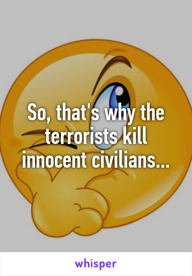 So, that's why the terrorists kill innocent civilians...