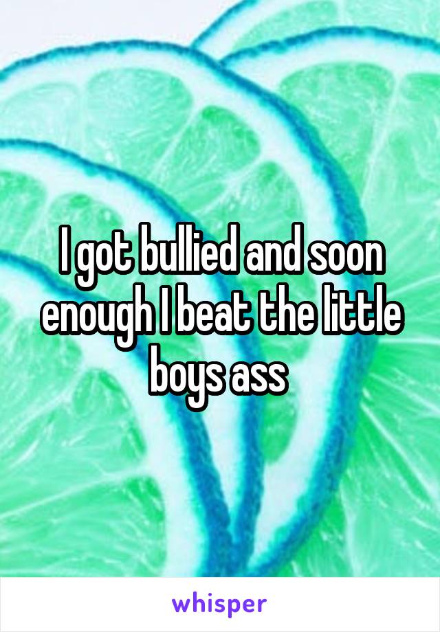 I got bullied and soon enough I beat the little boys ass 