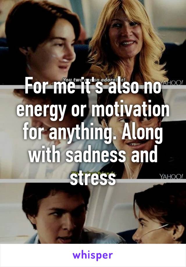 For me it's also no energy or motivation for anything. Along with sadness and stress