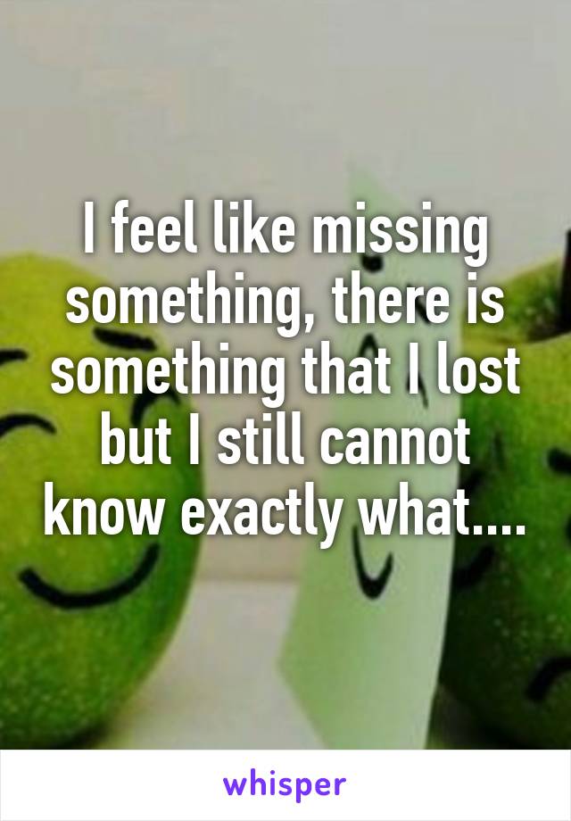I feel like missing something, there is something that I lost but I still cannot know exactly what.... 
