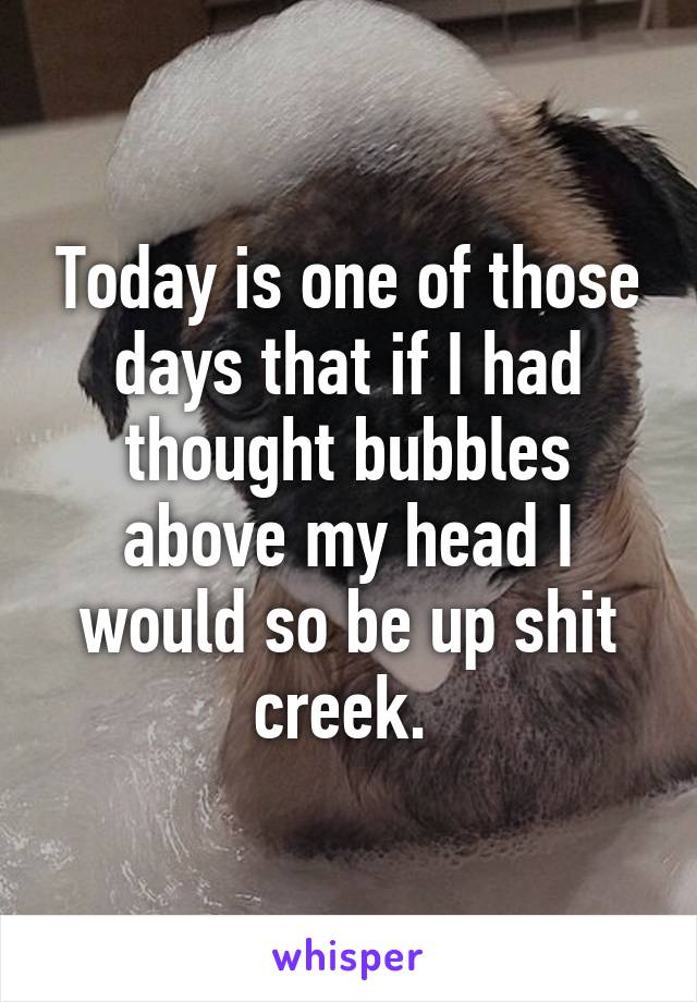 Today is one of those days that if I had thought bubbles above my head I would so be up shit creek. 