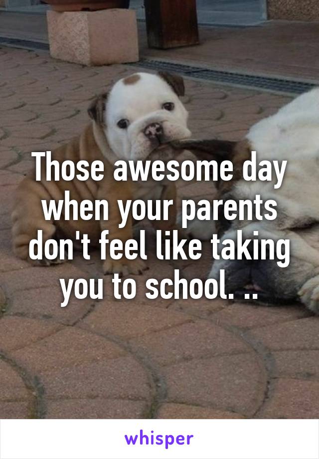 Those awesome day when your parents don't feel like taking you to school. ..