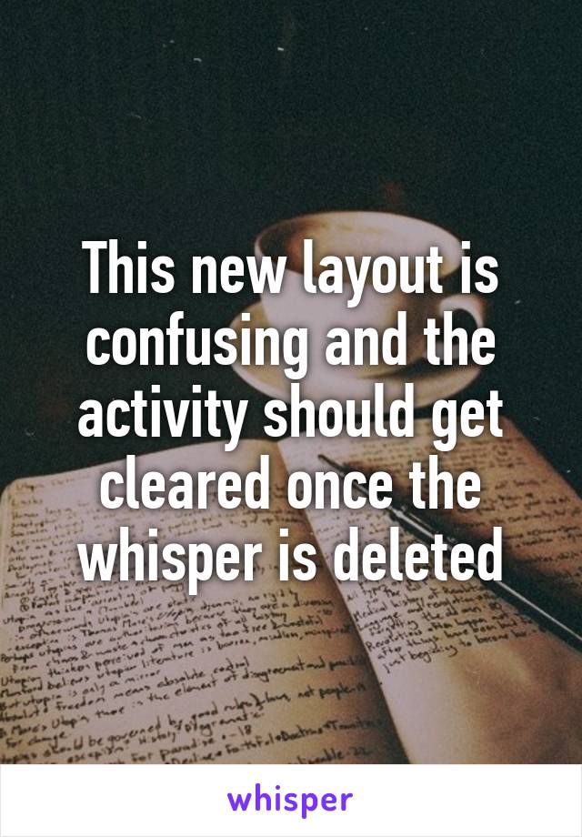 This new layout is confusing and the activity should get cleared once the whisper is deleted