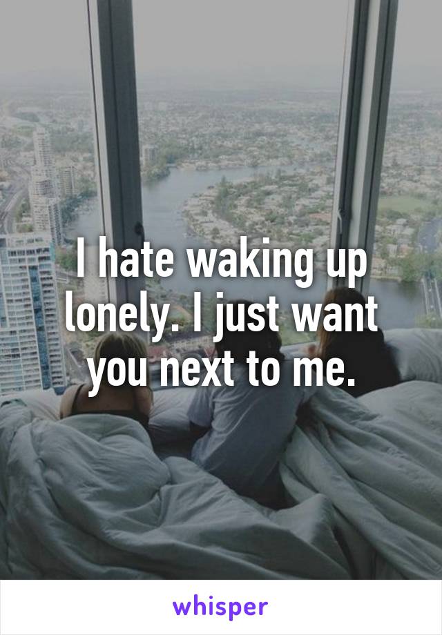 I hate waking up lonely. I just want you next to me.