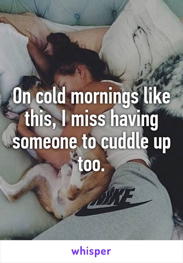 On cold mornings like this, I miss having someone to cuddle up too.