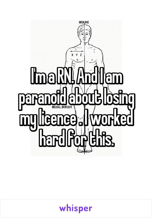 I'm a RN. And I am paranoid about losing my licence . I worked hard for this.