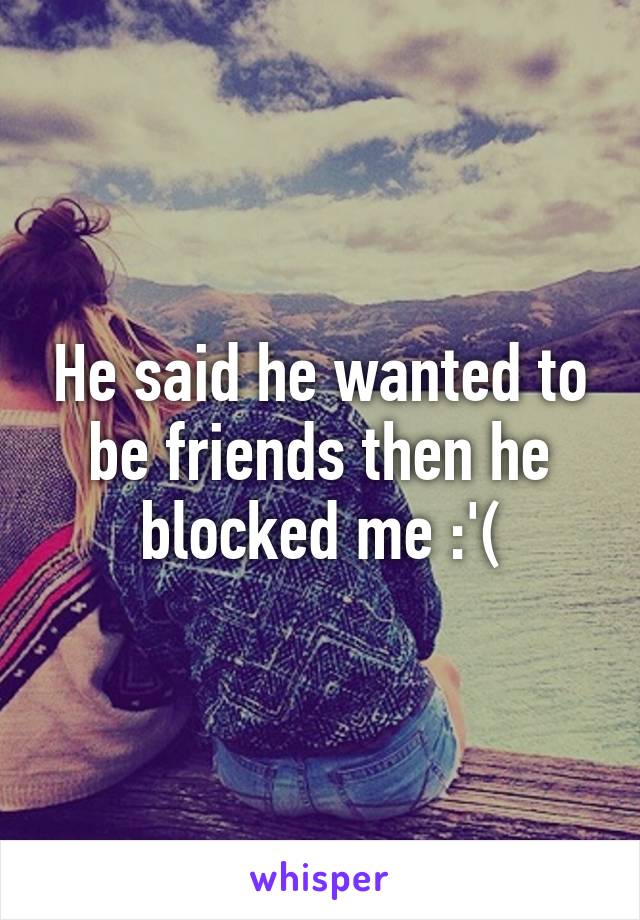 He said he wanted to be friends then he blocked me :'(