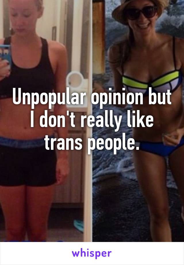 Unpopular opinion but I don't really like trans people.
