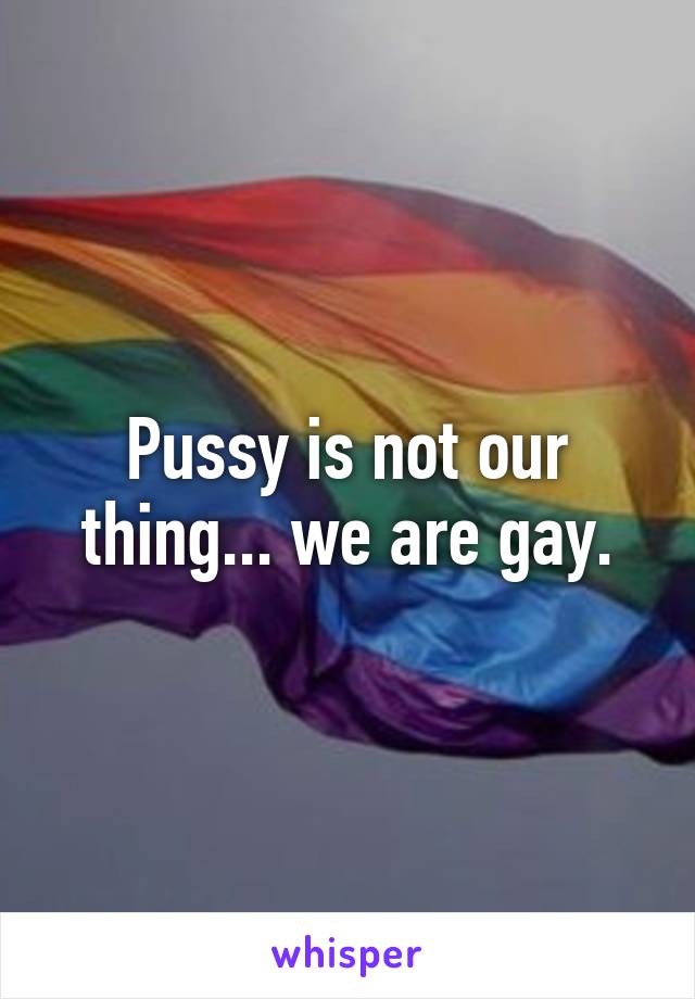 Pussy is not our thing... we are gay.