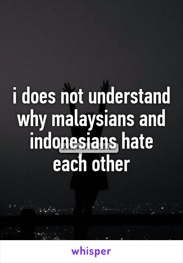 i does not understand why malaysians and indonesians hate each other