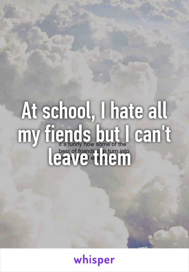 At school, I hate all my fiends but I can't leave them  