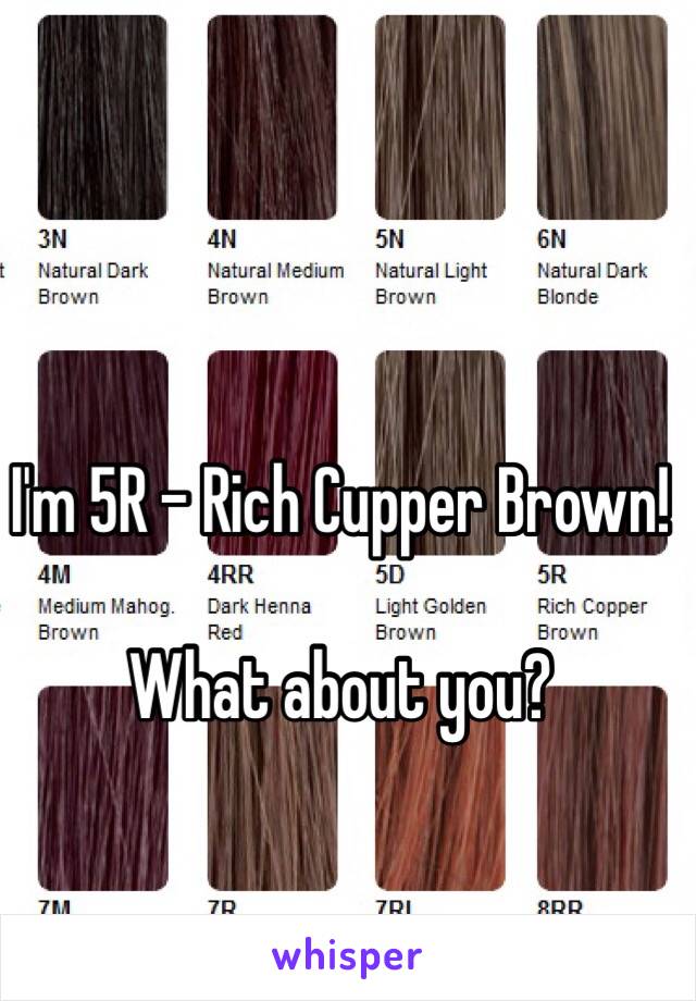 I'm 5R - Rich Cupper Brown! 

What about you? 