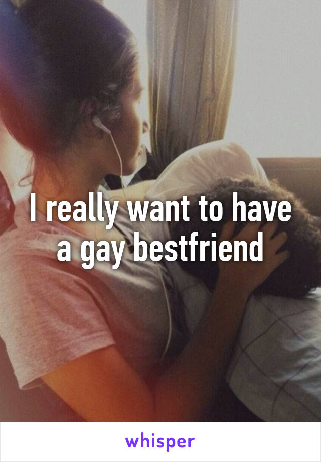 I really want to have a gay bestfriend