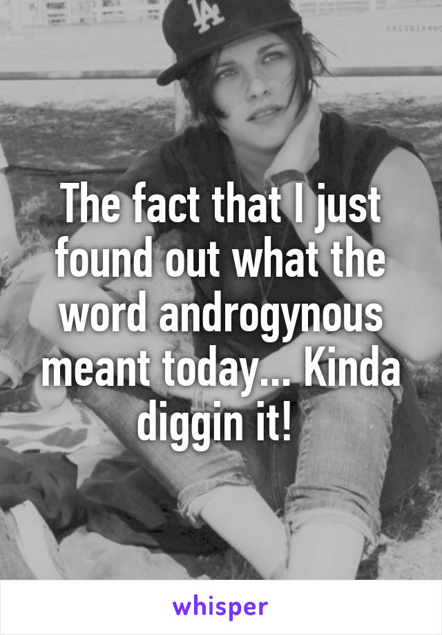 The fact that I just found out what the word androgynous meant today... Kinda diggin it! 