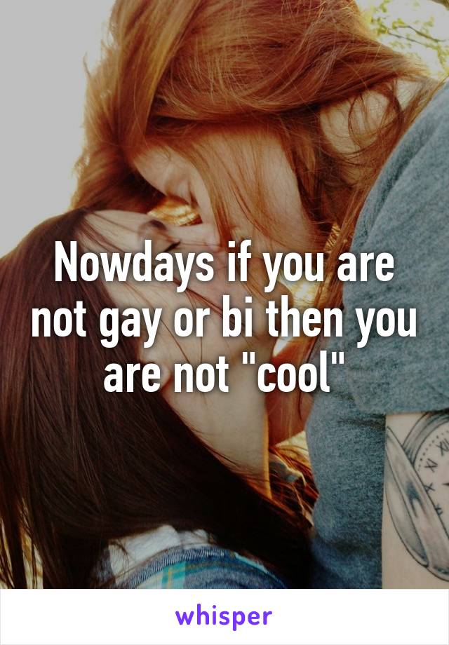 Nowdays if you are not gay or bi then you are not "cool"