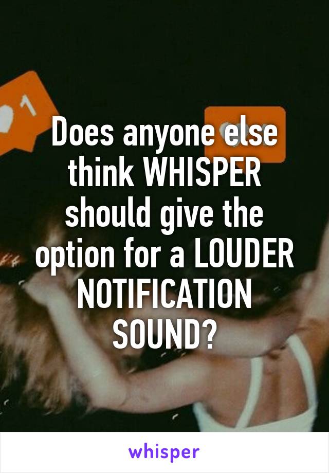 Does anyone else think WHISPER should give the option for a LOUDER NOTIFICATION SOUND?