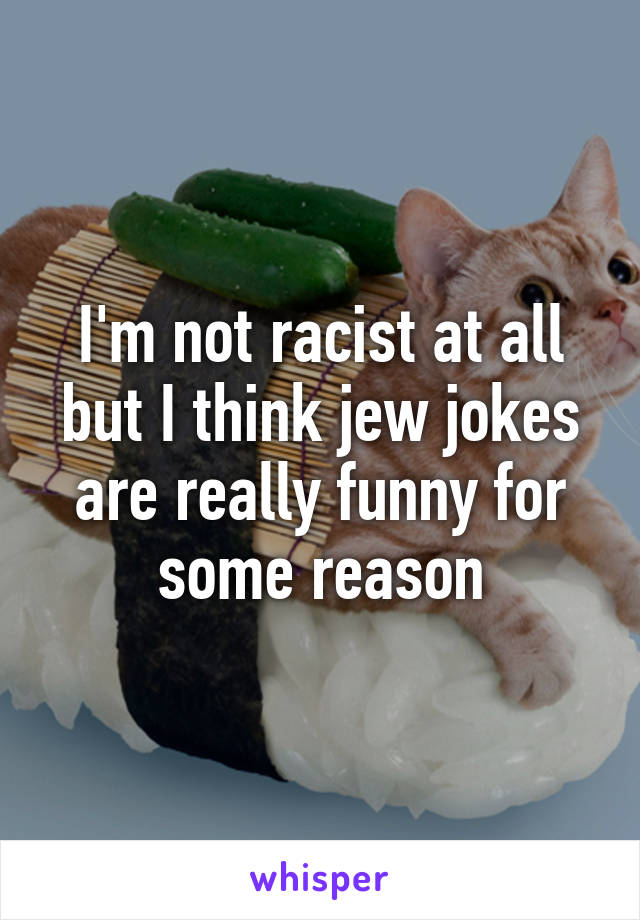 I'm not racist at all but I think jew jokes are really funny for some reason