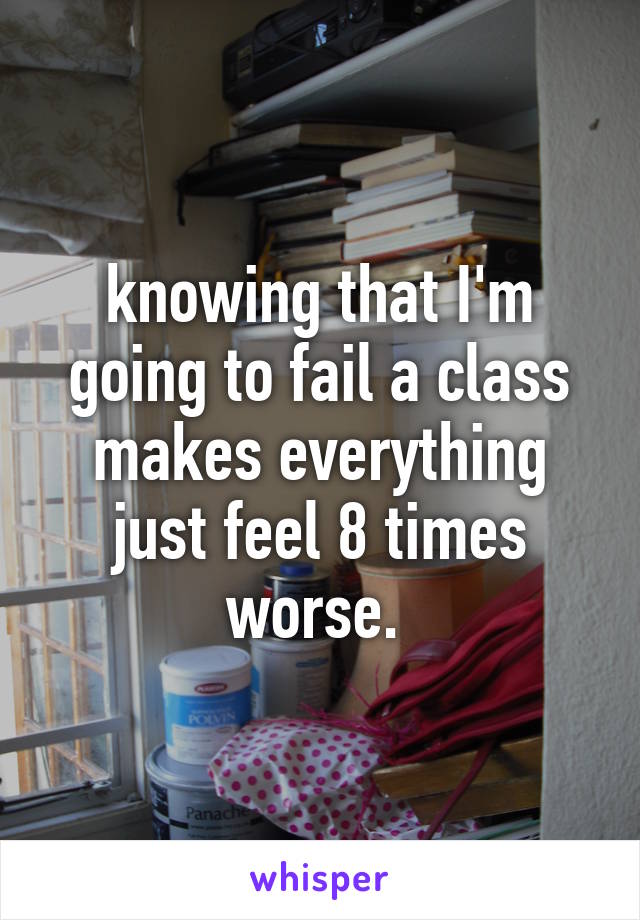 knowing that I'm going to fail a class makes everything just feel 8 times worse. 